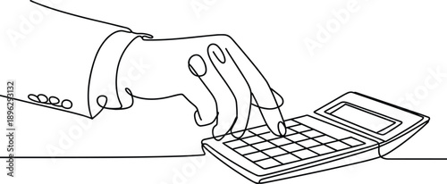 Hand operating calculator in single line style pressing