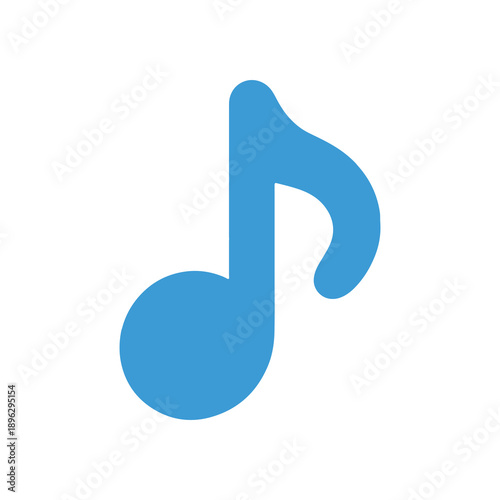 Blue musical note symbol isolated on a clean white background