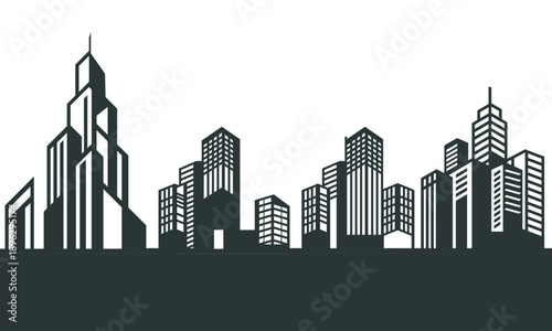 Modern City Skyline Silhouette Vector Illustration