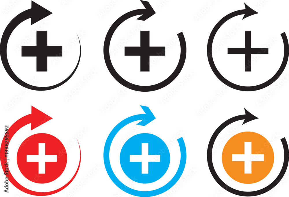 Obraz premium ৭. Medical healing and recovery icon collection set.