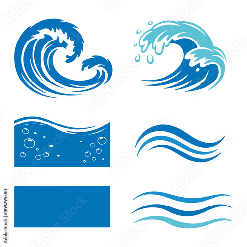 Dynamic ocean waves crashing with bubbles and water motion graphic