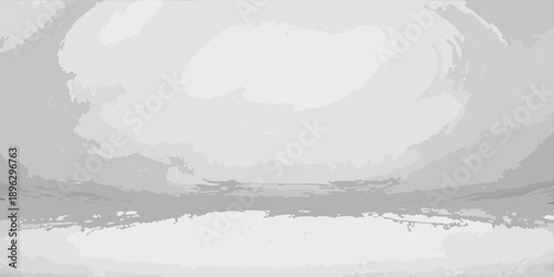 Abstract grayscale painting featuring circular shapes and textured brushstrokes