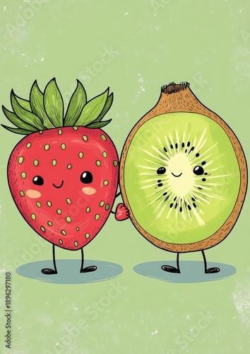 Promote cute fruit characters and playful friendship illustration