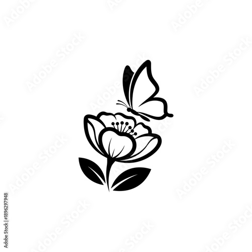 Vector illustration of butterfly on flower. Earth day symbol, fragility of planet and biodiversity. Transformation and beauty in ecosystem 