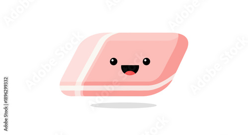 Cute pink eraser smiling