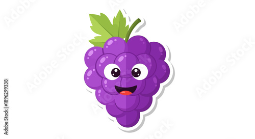 happy purple cartoon grape