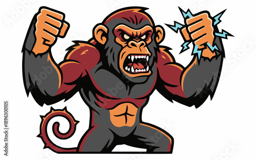 Angry Gorilla Mascot Illustration with Aggressive Expression