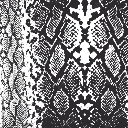 Black and white snake skin pattern with high contrast texture for textile print for fabric, seamless pattern