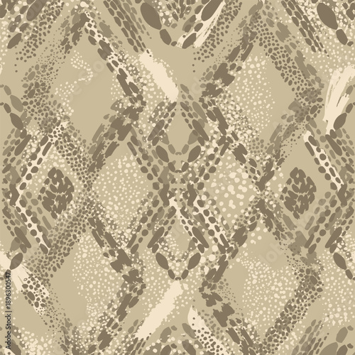 Abstract snakeskin inspired seamless pattern for textile print for fabric, reptile texture in earthy tones