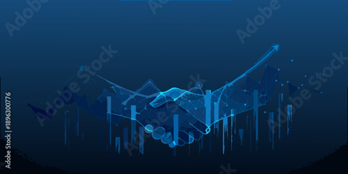 Digital handshake with data visualization a modern business connection concept