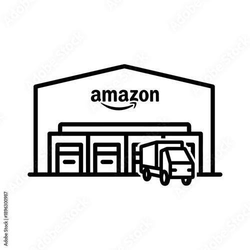 Warehouse delivery logistics and distribution center with truck