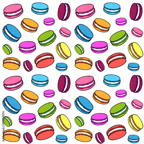 Cute Macaron Vector Seamless Background
