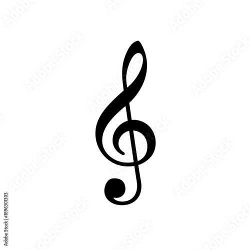 Musical Treble Clef Note Silhouette Vector Symbol for Song and Melody Design