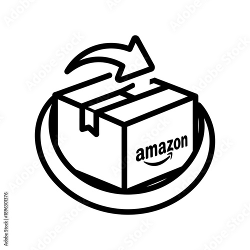 Delivery box with circular arrow indicating return process