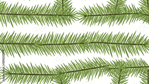 Close-up of green pine tree branches against a white background, with a shallow depth of field and a natural, earthy mood.