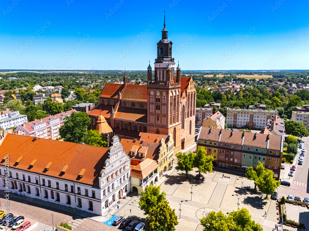 Obraz premium View of Stargard with St. Mary's Church, Poland