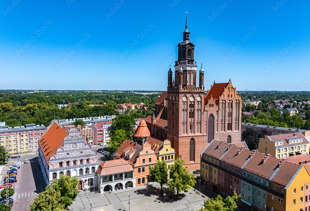 Fototapeta premium View of Stargard with St. Mary's Church, Poland