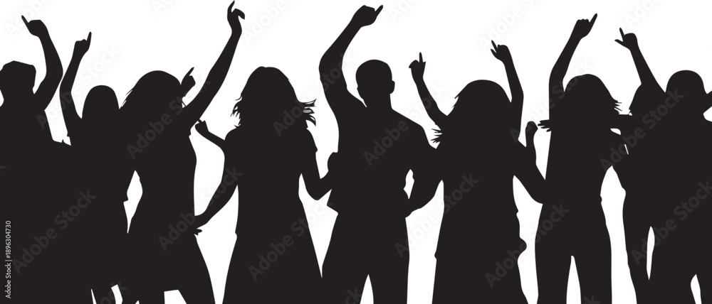 Fototapeta premium Group of people dancing vector illustration showing joy and celebration at festive social event party