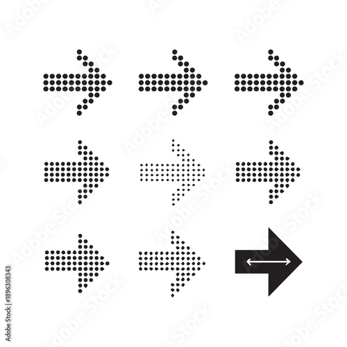 Directional arrows illustration with dotted patterns and forward movement