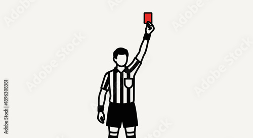 Football Soccer Referee Showing Red Card, Disciplinary Action on Isolated White Background