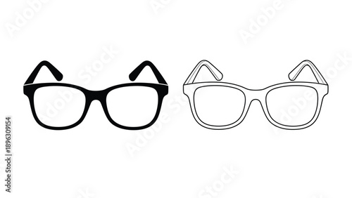 Two pairs of glasses one black and one white in outline silhouette