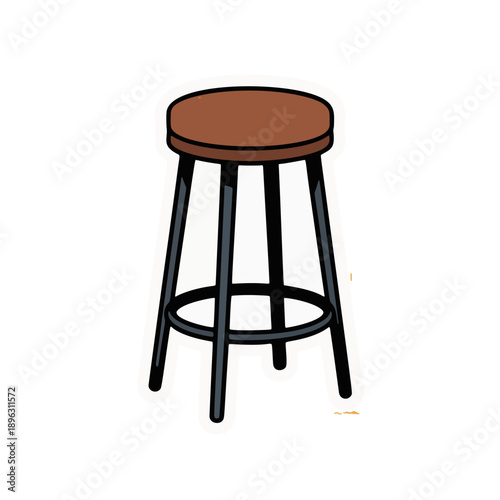 A simple cartoon illustration of a brown bar stool with a black metal frame