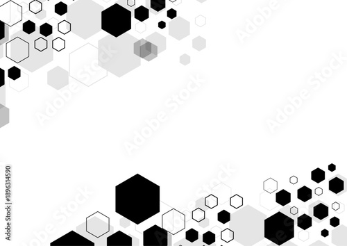 Cuadro en lienzo Abstract black hexagons on white