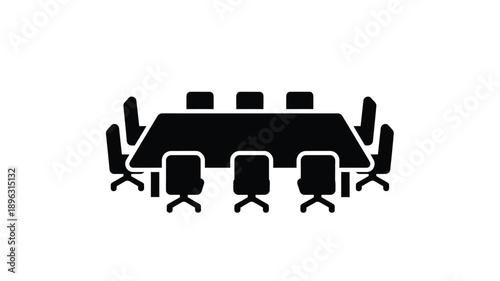 a conference table with chairs around it depicting a meeting silhouette