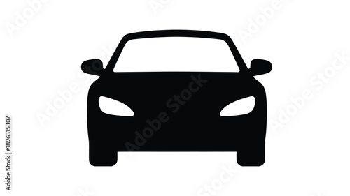 black car front view illustration simple design vehicle outline silhouette