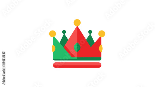 Royal Crown Icon with Red and Green Elements