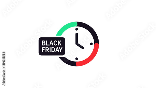 Black Friday Countdown Clock Icon with Time Segments