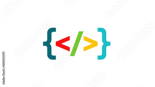 Coding and Programming Concept Icon with Brackets and Tags