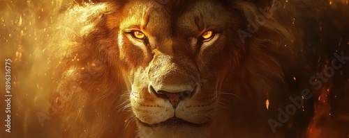 Majestic lion portrait painting.