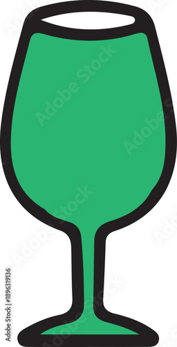Green wine glass icon isolated on transparent background