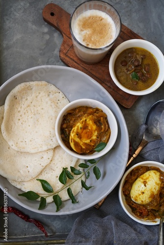Kerala Breakfast Appam and egg roast | Vellayappam and Egg curry
