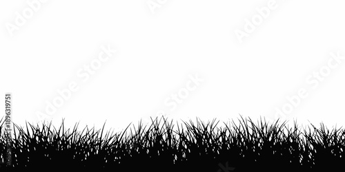 Simple black and white image of grassy field against a blank background