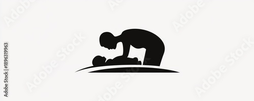 Vector icon of baby changing station with caregiver figure.