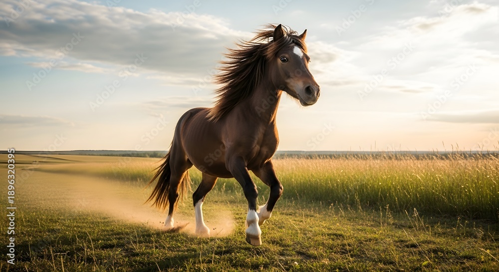 custom made wallpaper toronto digitalMajestic brown horse galloping across grassy field against sunset