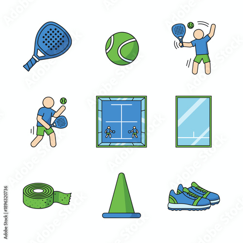 Vibrant padel sport icons for modern athletic design