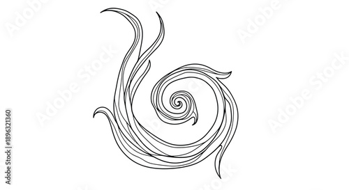 Swirl abstract line art decorative scroll spiral element