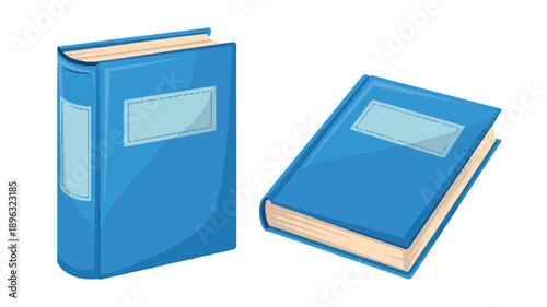 A 3D rendering of two identical hardcover books in bright blue against a white background (3)_traced
