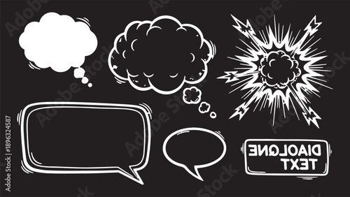 speech bubbles with organic crayon, chalk, or pastel textures, including star, heart, and cloud shapes, colorful vector artwork on white background for creative, playful, or educational project