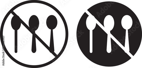 no plate and spoon icon. Food prohibited symbols. Do not eat icon. No food sign. flat vector illustration design. Dining prohibition symbols. No eating. Use simple shapes, solid colors, and no gradien