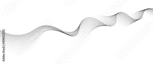 Flowing Dot Wave halftone gradient pattern on transparent background	
