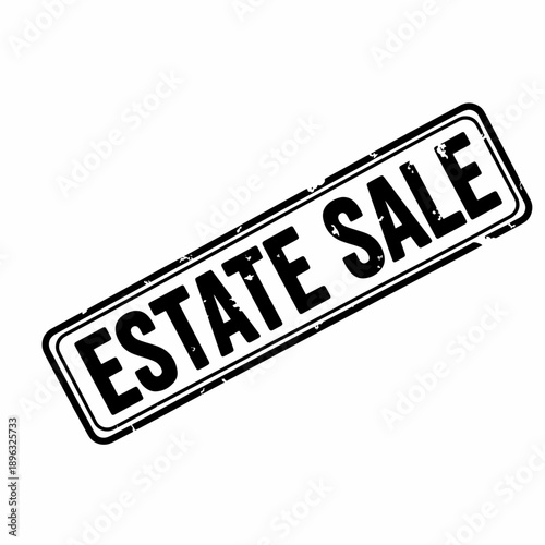 Grunge Estate Sale Stamp Vector Graphic for Property Liquidation Event Promotion
