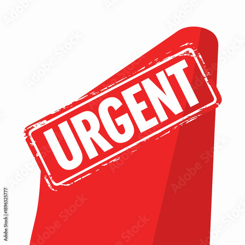 Vector illustration of a dynamic red urgent stamp graphic for important communication and timely notices.