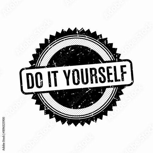 Handmade Creative Project DIY Stamp Illustration with Grunge Texture