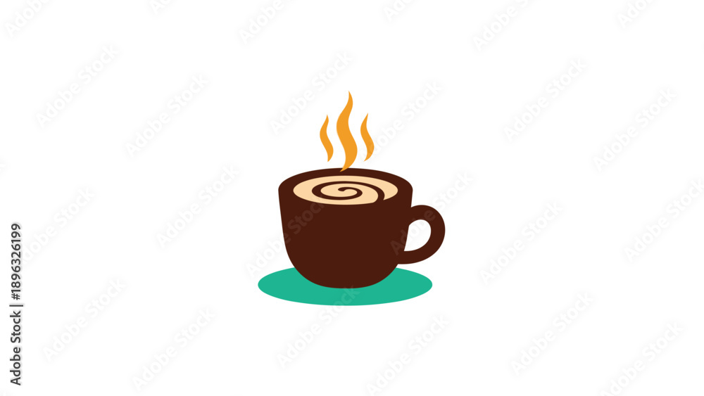 Fototapeta premium Steaming Hot Coffee Cup with Swirl Pattern