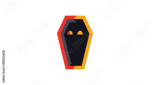 Spooky Coffin Icon with Glowing Eyes
