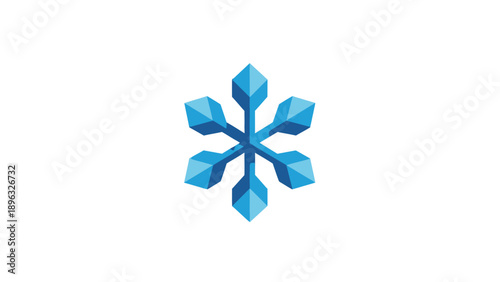Geometric Snowflake Icon with Blue Gradient, Winter Symbol